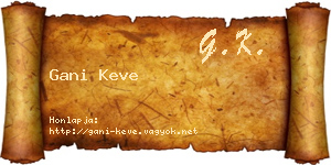 Gani Keve névjegykártya